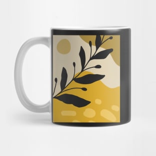 Minimal Modern  Abstract Shapes Black Leaves Warm Tones  Design Mug